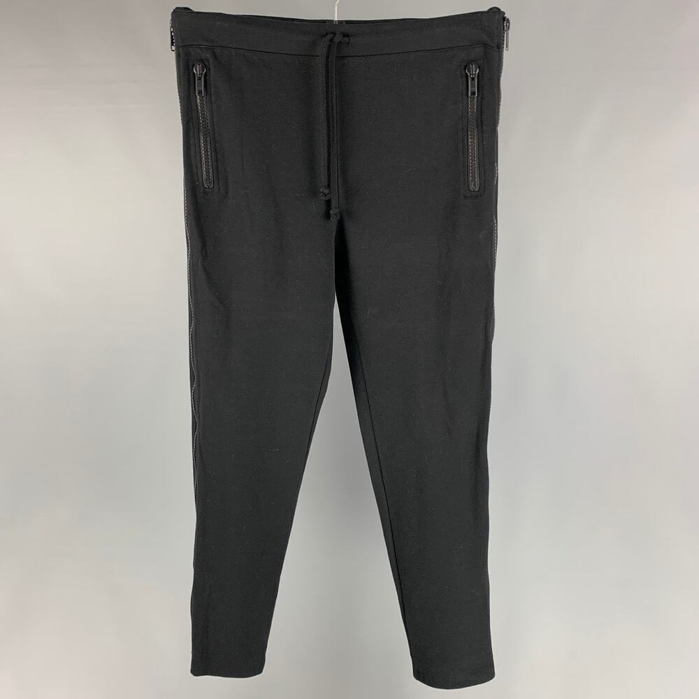DRIES VAN NOTEN Size L Black & White Cotton / Polyester Sweatpants